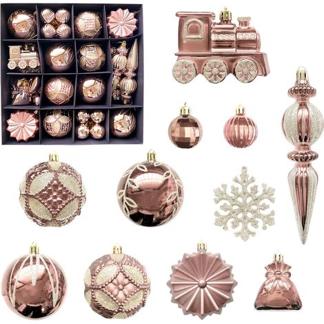 Boules De Décoration De Noël - 60 Pièces En Plastique Galvanisé Avec Fermoirs Métalliques Et Cordes De Suspension
