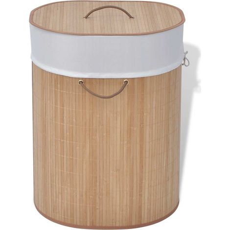 242727 vidaXL Bamboo Laundry Bin Oval Natural (1/5)