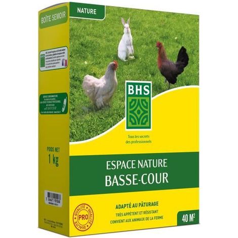 Gazon - BHS - Espace Nature 1kg 40m² Riche en protéines, rapide, homogene Bien-etre des animaux en extérieur. (1/5)