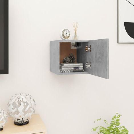 vidaXL Mobile Porta TV a Parete Grigio Cemento 30,5x30x30 cm (1/5)
