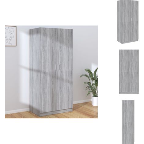 Garde-robe Sonoma gris 80x52x180 cm Bois d'ingénierie - Meuble De Rangement - Armoire - Placard - Dressing - Meuble Chambre (1/5)