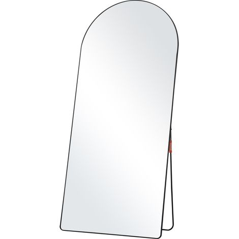 VEVOR Espejo arqueado de longitud completa, 71 x 32 pulgadas, gran espejo de suelo inclinado para colgar en la pared con soporte, marco de aleación de aluminio, espejo de tocador de cuerpo completo pa