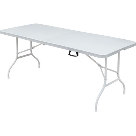 Table pliante de loisirs 180 cm en plastique haute densité avec pieds en acier, résistante à la rouille, idéale pour usage extérieur et intérieur (1/5)