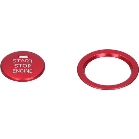 2 pièces Cadre de Bouton Start/Stop Moteur en Alliage d'Aluminium Décoratif pour Intérieur Voiture Rouge (1/5)