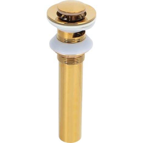 Bonde de lavabo dorée sans trop-plein, bouchon anti-obstruction pour robinet de salle de bain et lavabo avec trou (1/5)