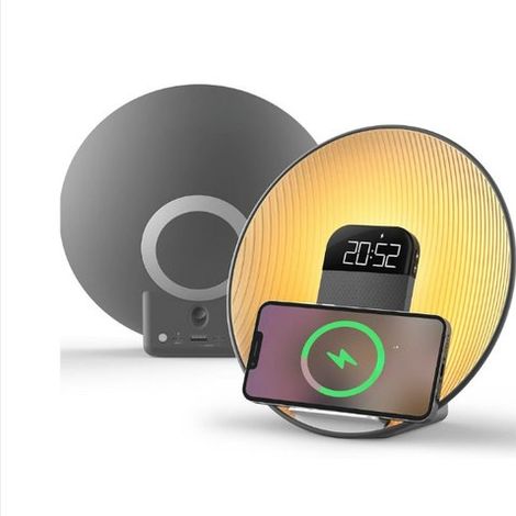 Beleuchteter Wecker – Digitaler Schlafzimmerwecker mit zwei Alarmstufen – Digitaler Wecker mit Trageband und Schlummerfunktion – Modernes Design