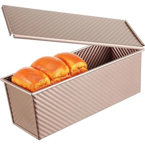 Boîte à pain grillé ondulée en acier au carbone pour plat de cuisson avec couvercle,moule à gâteau oblong,plat de cuisson (1/5)