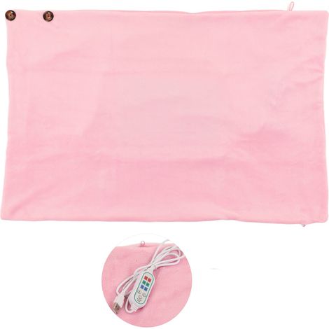 Châle chauffant électrique doux, 3 vitesses de chaleur, couverture USB réglable avec minuterie, rose (1/5)