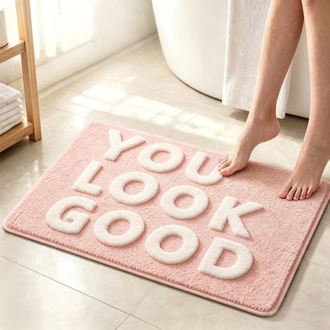 Tapis de bain antidérapant et lavable - Beige - Pour salle de bain et douche - En microfibre douce - Absorbant - 40 x 60 cm (1/5)