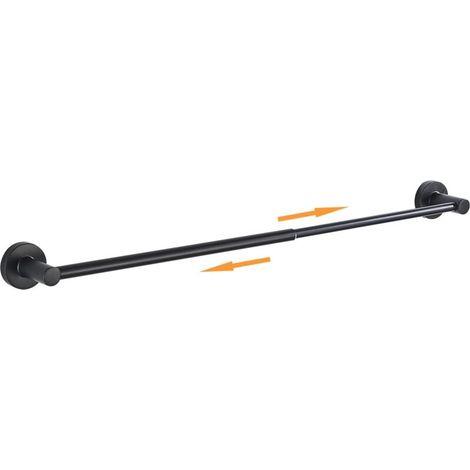 Porte-serviettes de salle de bain réglable – Barre porte-serviettes télescopique en acier à un poteau avec vis – Noir