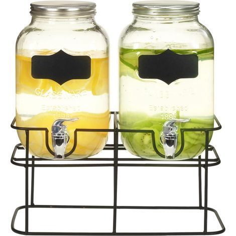 Getränkespender 2 Stk. mit Ständer 2 x 4 L Glas (1/5)
