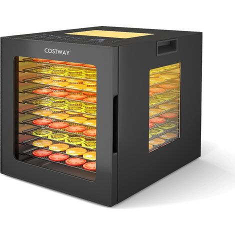 Déshydrateur Alimentaire Séchoir à 10 Plateaux en Acier Inoxydable avec 10 Programmes Préréglés Minuterie de 48H&Température de 30-75℃ Noir (1/5)