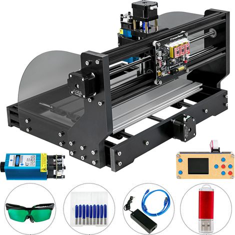 Mophorn CNC 3018 Pro Router 300 x 180 x 45 mm, 500 MW GRBL-Steuerung Mini-Lasergravierer, 3-Achsen-Fräs- und Schnitzmaschine, Offline-Controller, für Kunststoff, Acryl, PVC, Holz