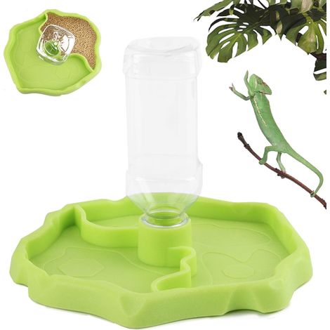 1 Abreuvoir, Distributeur eau 2 en 1, Plastique sans BPA, Pour tortues, lézards, hamsters
