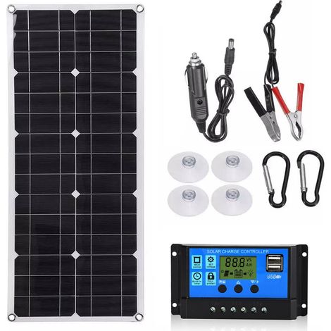 Ortviai Panneau Solaire Semi-Flexible 30 W 18 V pour Extérieur – Charge USB de Téléphones et Appareils 5 V (1/5)