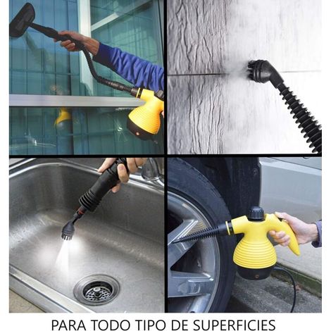 Nettoyeur à vapeur portable - Puissant et multifonctionnel, Détachant pour revêtement de voiture, maison, cuisine, tapis, verre et canapé, Avec 9 accessoires (1/4)