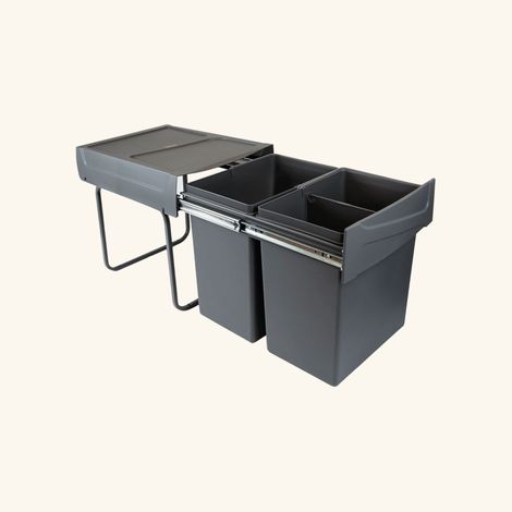 Cuisissimo – Poubelle sous évier double compartiment 2 x 20 litres – Encastrable pour espaces réduits – Faible hauteur pour optimisation d'espace