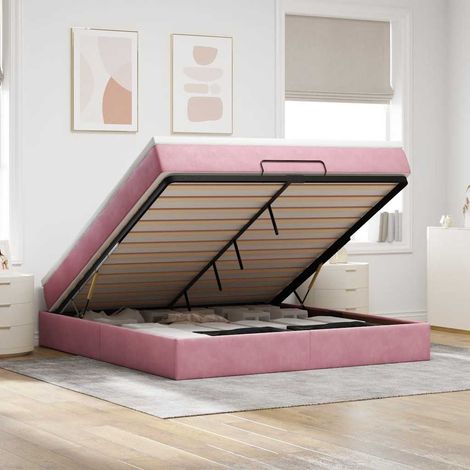 Ottoman-Bett mit Matratze Rosa 180x200 cm Samt (1/5)