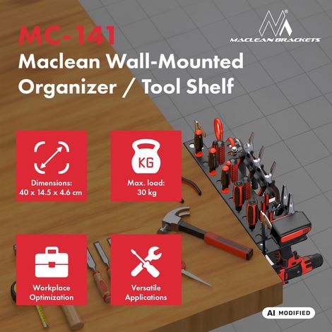 Maclean Organizador de pared para herramientas, capacidad de carga de 30 kg (1/5)