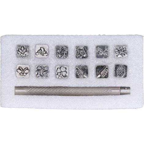 12-teiliges Ledermarkierungswerkzeug-Set, Tier- und Pflanzenstempel, originelles Design, DIY-Handarbeit, raffiniertes Muster (1/5)