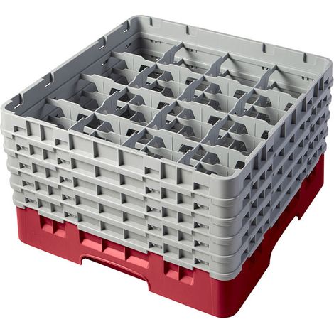 Casier lavage haut max 25.7 cm - 50 x 50 x 30.8 cm - Groseille - Lot de 2 - Cambro