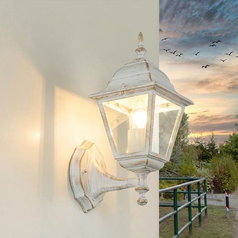 Außenwandlampe Tirol Laterne Weiß Stehend