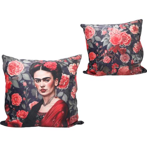 Carmani, ein Kissen mit Füllung und Reißverschluss – ein Motiv, das von den Gemälden von Frida Kahlo inspiriert ist. (1/3)