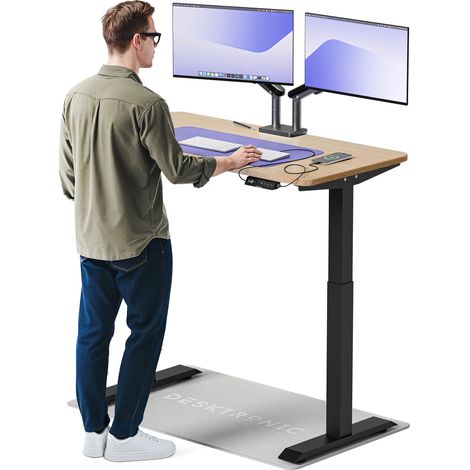 Desktronic Bureau assis debout HomeOne - 120x60cm - Bambou/Noir