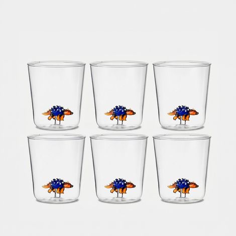 Set 6 bicchieri in vetro decorati Made in Italy Ankilosaurus (1/2)