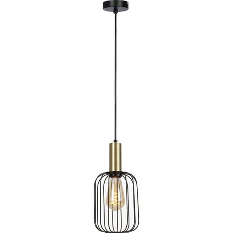 Lámpara colgante "Sofis III" E27 230V IP20 Ø15x100cm fabricada en acero color negro y oro (1/3)
