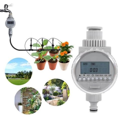 1 minuterie d'arrosage LCD, solaire et programmable, contrôleur d'irrigation automatique pour jardin extérieur