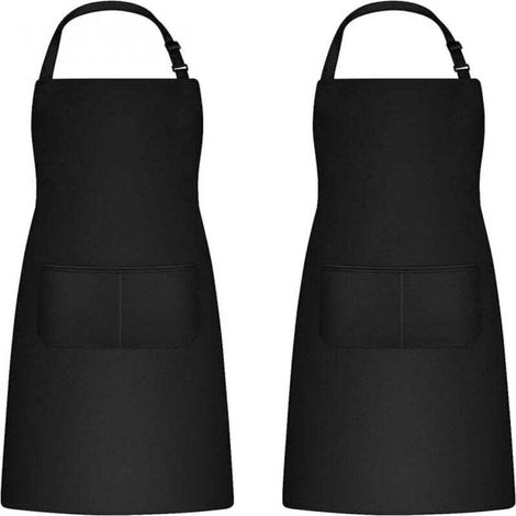 Tablier de Cuisine Ajustable 2 Pièces avec Poches pour Barbecue Jardinage Ménage
