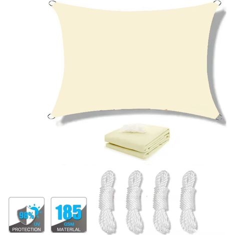 Voile d'ombrage,Store extérieur imperméable,Résistant aux UV Auvent pare-soleil,Beige — 2 m x 2 m (1/5)