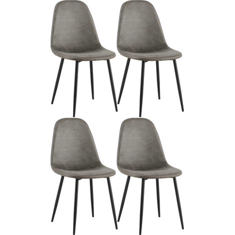 Conjunto de 4 sillas de comedor Napier Gris oscuro Simil cuero