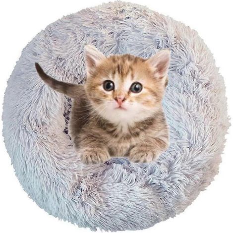 Lit pour chat et chien, lit rond apaisant en forme de donut, doux, lavable, imperméable, confortable et antidérapant, pour chiens et chats de grande, moyenne et petite taille. (1/5)
