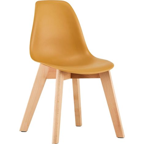 Lot de 2 chaises scandinave pour enfant bois de hêtre moutarde - Nils Kid