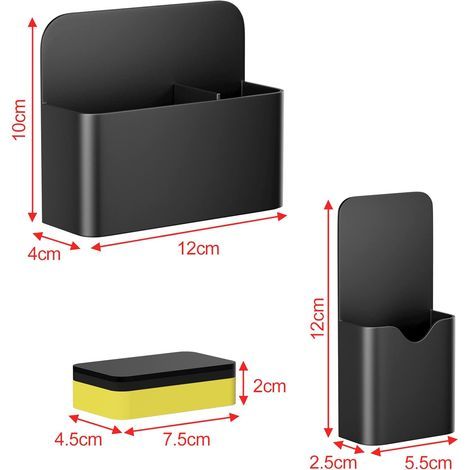 3 pièces Porte Marqueur Noir, Magnétique Porte Marqueur avec éponge Magnétique, Crayon Magnétique Porte Support de Crayons Magnétique pour Réfrigérateur Tableau Blanc Casier (1/4)