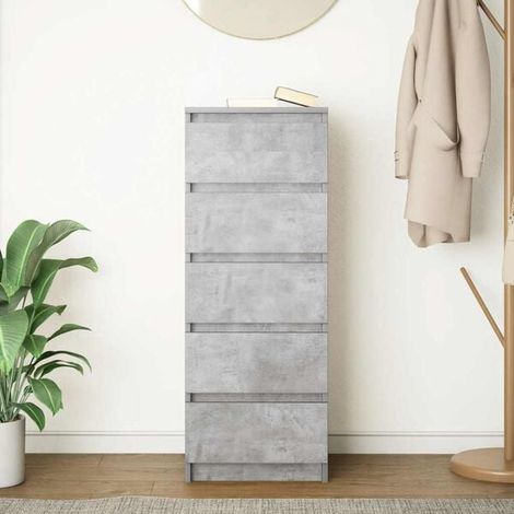 Meuble d'appoint avec Tiroir, Buffet de Rangement en Bois d'Ingénierie Couleur Béton Gris, 37,5 x 35 x 99 cm (1/5)