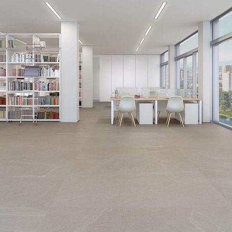 Aelle - Carrelage extérieur antidérapant effet pierre gris 120x120 cm SEINE R GRIS - Vendu par boîte de 1,44 m² (1/3)
