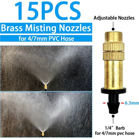 (J-15PCS) Arroseur goutte-à-goutte pour serre et jardin, diffuseur de brume réglable, piquet, buse rotative à micro-pulvérisation (1/5)