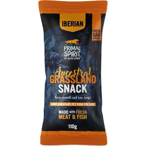Primal Spirit Ibérico  Premios para perros  Paquete de 110 g - Pastizales Ancestrales