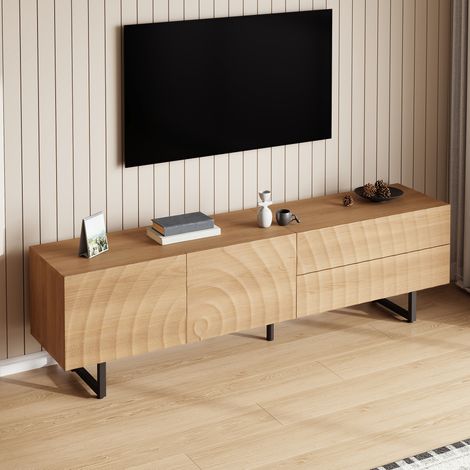 Mobile TV 180x38x51,5 cm naturale in pannello truciolare - 2 cassetti e 2 ante (1/5)