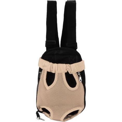 Sac à dos de poitrine pour animal domestique, respirant, portable, avant, chat, chien, pour randonnée, voyage, vélo, moto, beige, S (1/5)