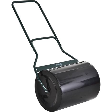 Rouleau à gazon à poignée en U, rouleau de jardin, diamètre 40 cm, capacité 60 litres d'eau/sable, métal, noir, dimensions 57 x 40 x 123 cm (1/5)