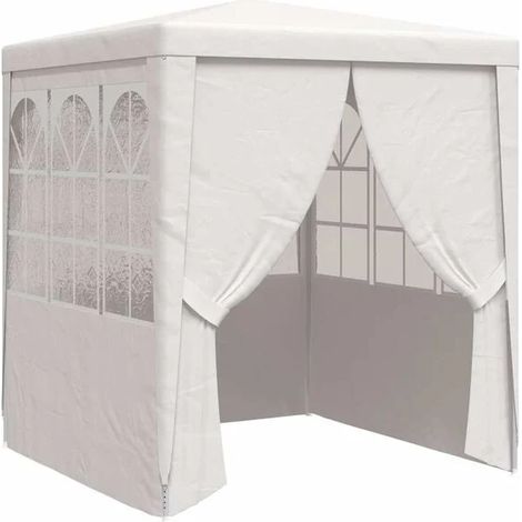 Tente de réception avec parois latérales, 2 x 2 mètres, blanche, 90 grammes par mètre carré (1/5)