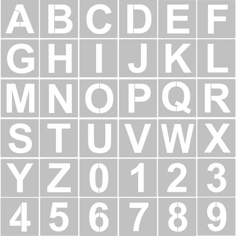 36 plantillas de PET reutilizables, lavables y ecológicas de 10 cm (4 pulgadas) para letras y números, ideales para manualidades. (1/5)