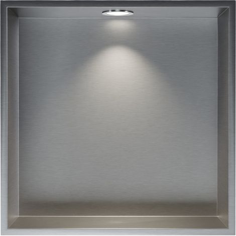 Bernstein – Niche murale douche acier inox 30x30x10cm – Spot LED intégré – Acier inoxydable 304 – IP65 – Couleur personnalisable