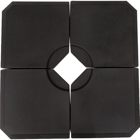 Schirmgewicht, 4-Tlg. Schirmständer, Mit 80 Kg Wasser Oder 120 Kg Sand Befüllbar, Hdpe, Schwarz, 100 X 100 X 9,5 Cm