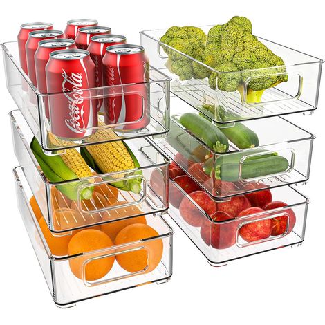 Boite de Rangement Frigo Transparent, Empilable Organisateur Frigo pour le Réfrigérateur, la Cuisine, le Garde-manger, les Armoires et les Comptoirs (1/5)