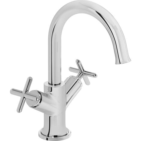 Vitra Origin Classic Basin Mixer Tap with Crosshead Handle - Chrome